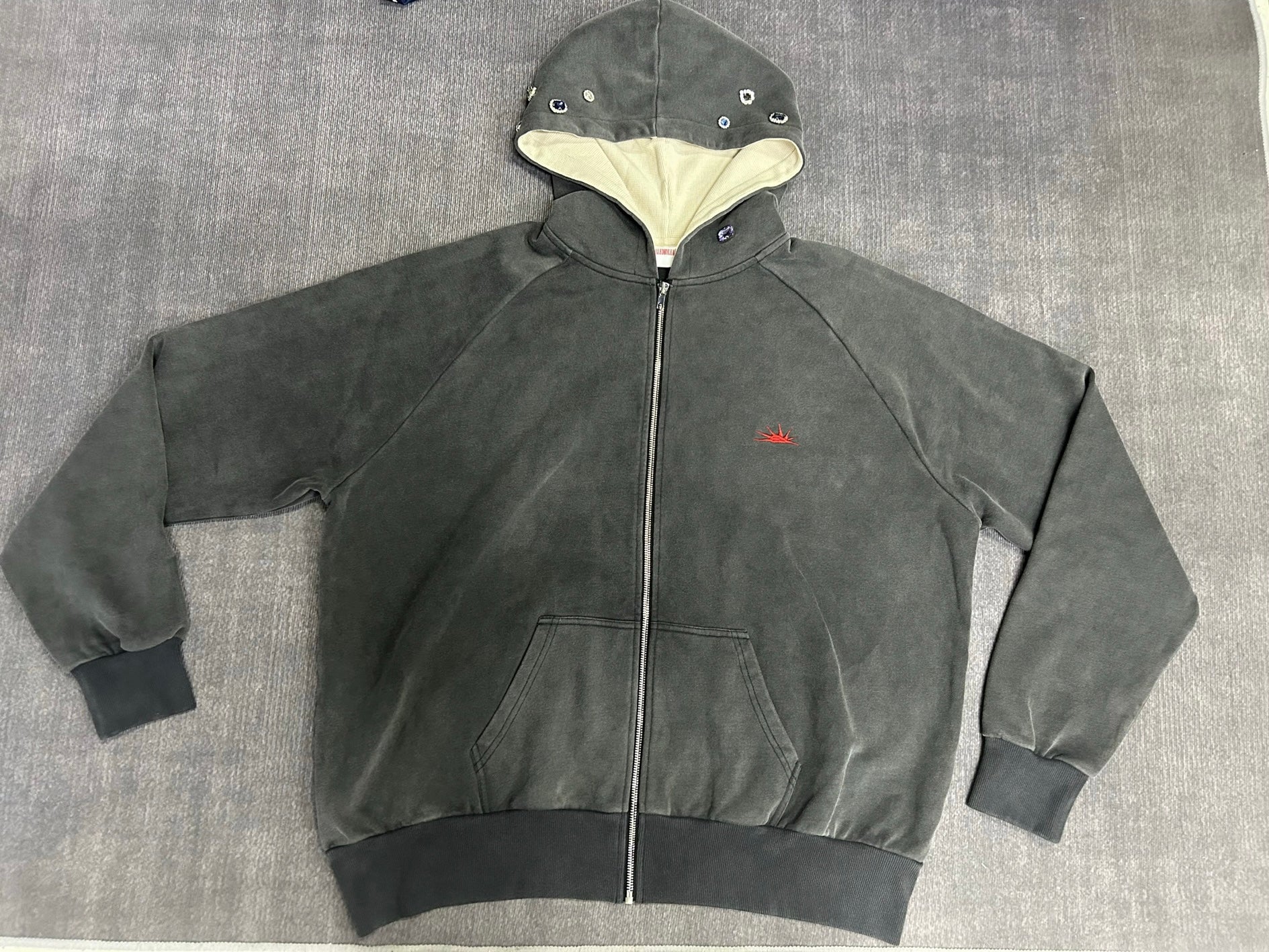 kbl crystals zip-up hoodie
